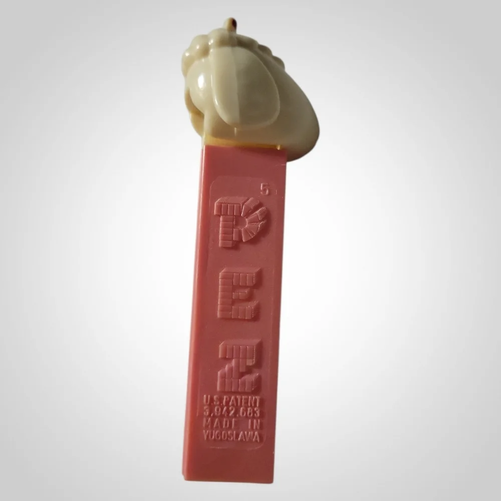 1 Vtg 1960's PEZ Easter White Lamb Chop Pink No Foot Candy Dispenser
